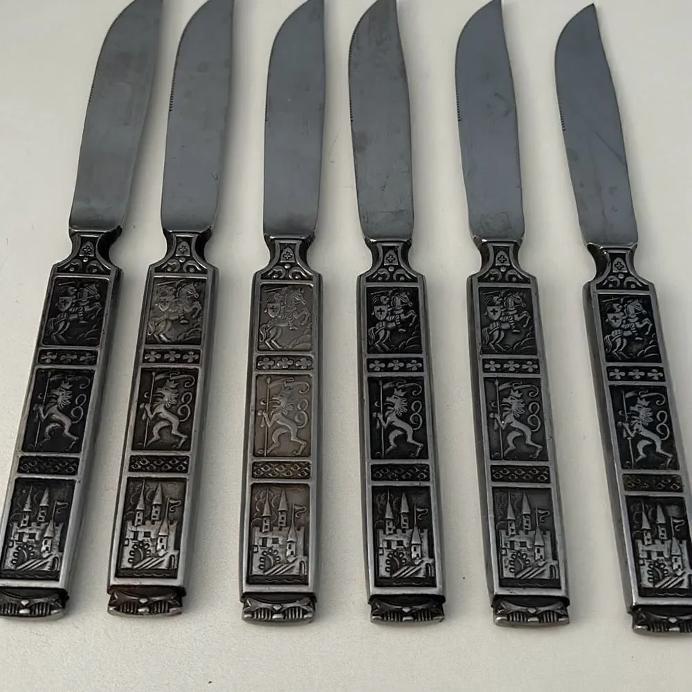 Nasco Crusader Stainless Steel Knives Medieval Set of 6